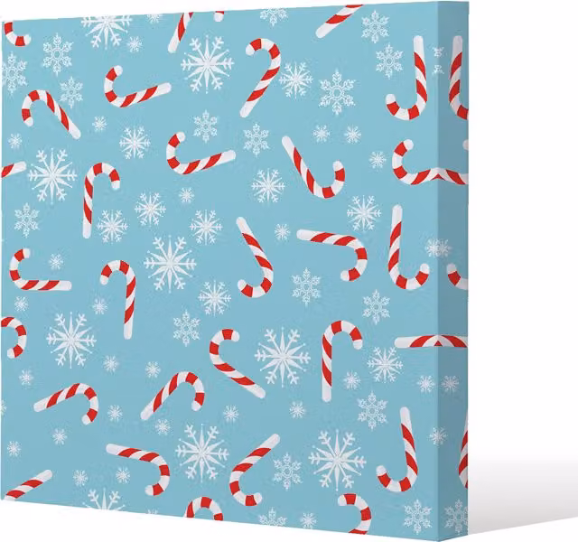 Benjamin Tate Design LTD Candy Canes and Snowflakes Christmas Canvas Wall Art, Blue, 46 cm