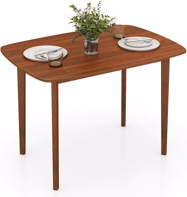 Costway Rectangular Wooden Dining Table in Brown, W: 110 cm, D: 90 cm, H: 77 cm