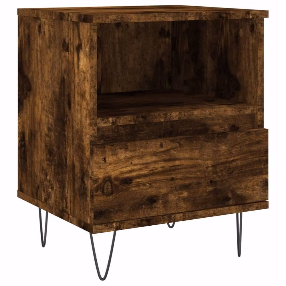 Berkfield Home Modern Bedside Cabinets, 2 Piece Set in Smoked Oak Brown, W/D/H: 40 x 35 x 50 cm – 5