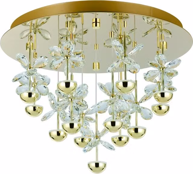 Eglo Pianopoli 3 Brass Ceiling Light with 15 LED Crystal Fixtures in Gold/Brass