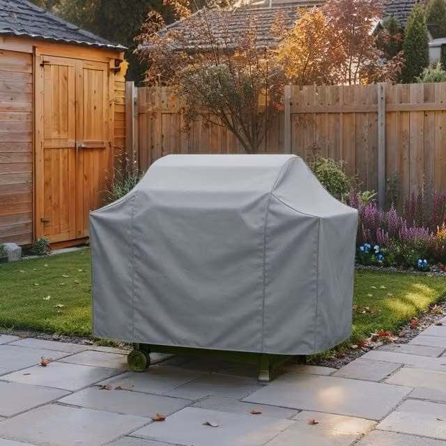 Home Source Duracover Waterproof 4 Burner Gas and Charcoal BBQ Protective Cover in Grey, W/D/H: 155 x 79 x 61 cm