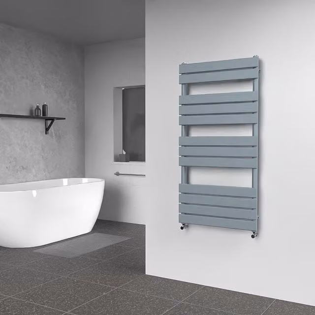Lux Heat Flat Coloured Towel Radiator in Pebble Grey, W: 60 cm, H: 120 cm