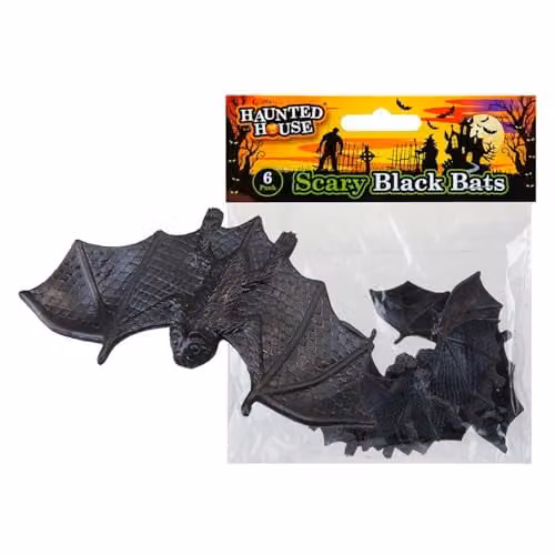 VFM e-Store Halloween Black Bat Party Decorations, Pack of 6 Plastic Props – 3