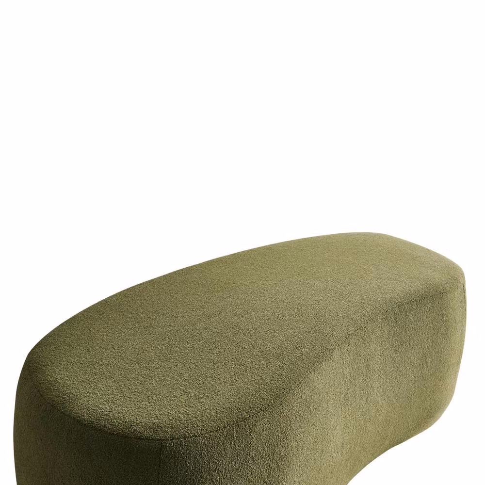Wyld and Coco Green Bouclé Curved Pouffe W: 115 cm, D: 56 cm, H: 43 cm – 4