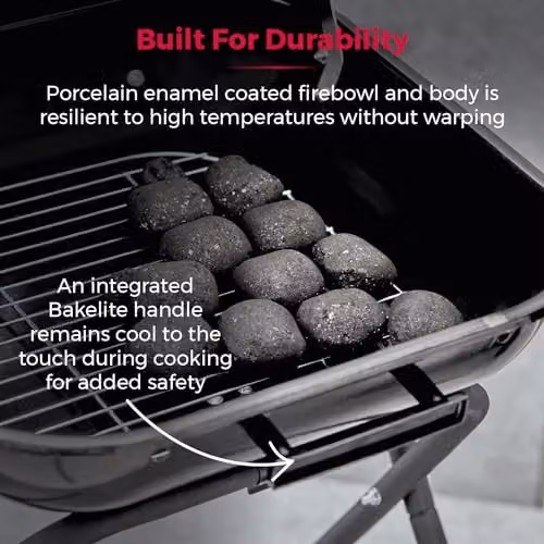 Tower XL Portable Charcoal Grill in Black with Collapsible Legs and Wheels – 6
