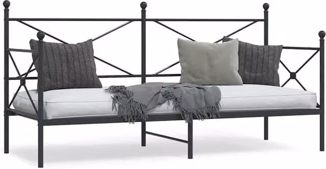 Berkfield Home Black Metal Day Bed without Mattress W: 75 cm, L: 190 cm