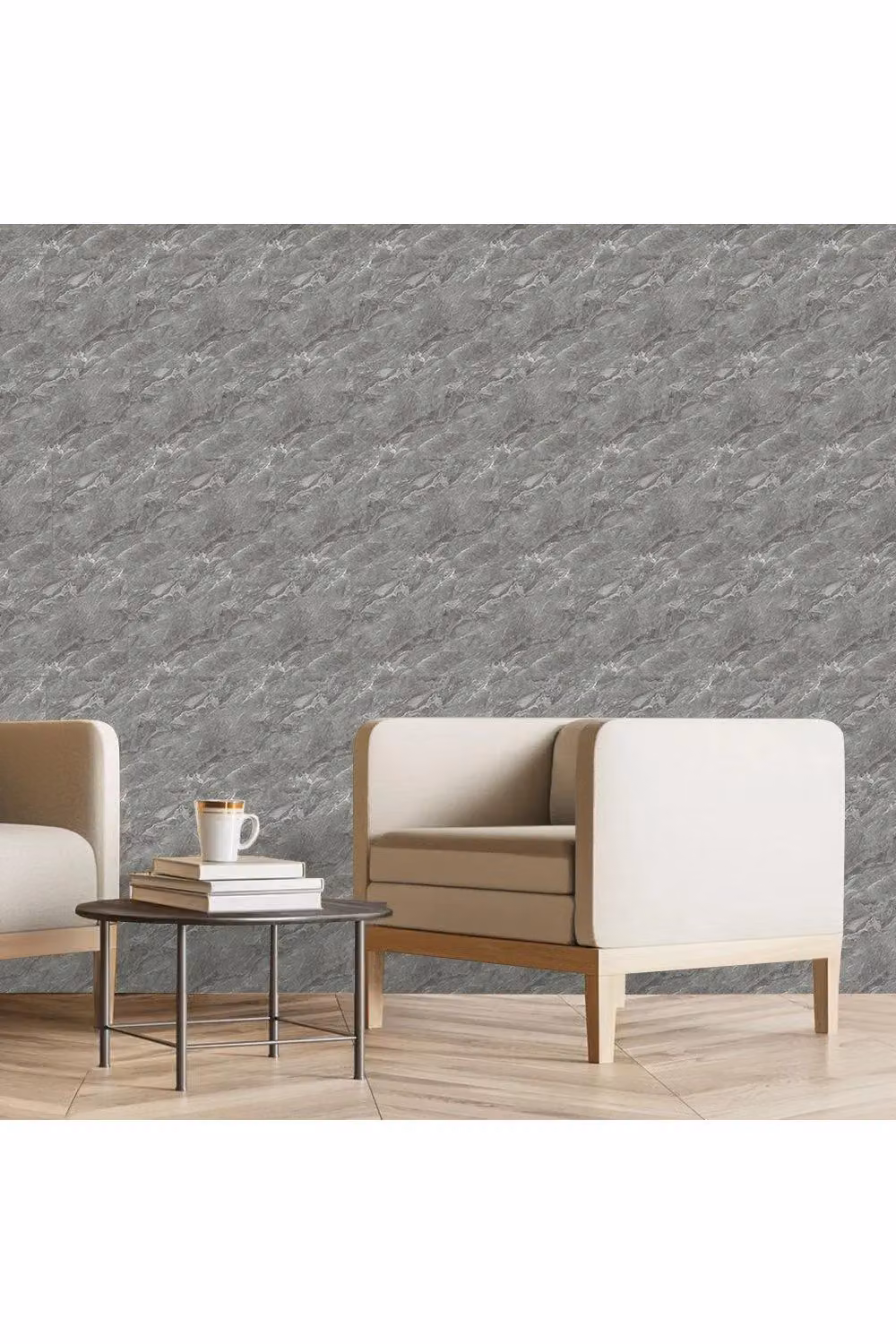 H&O Direct 10 Piece Marbling PVC Peel and Stick Waterproof Backsplash Wall Tiles in Dark Grey Stone Look – 2
