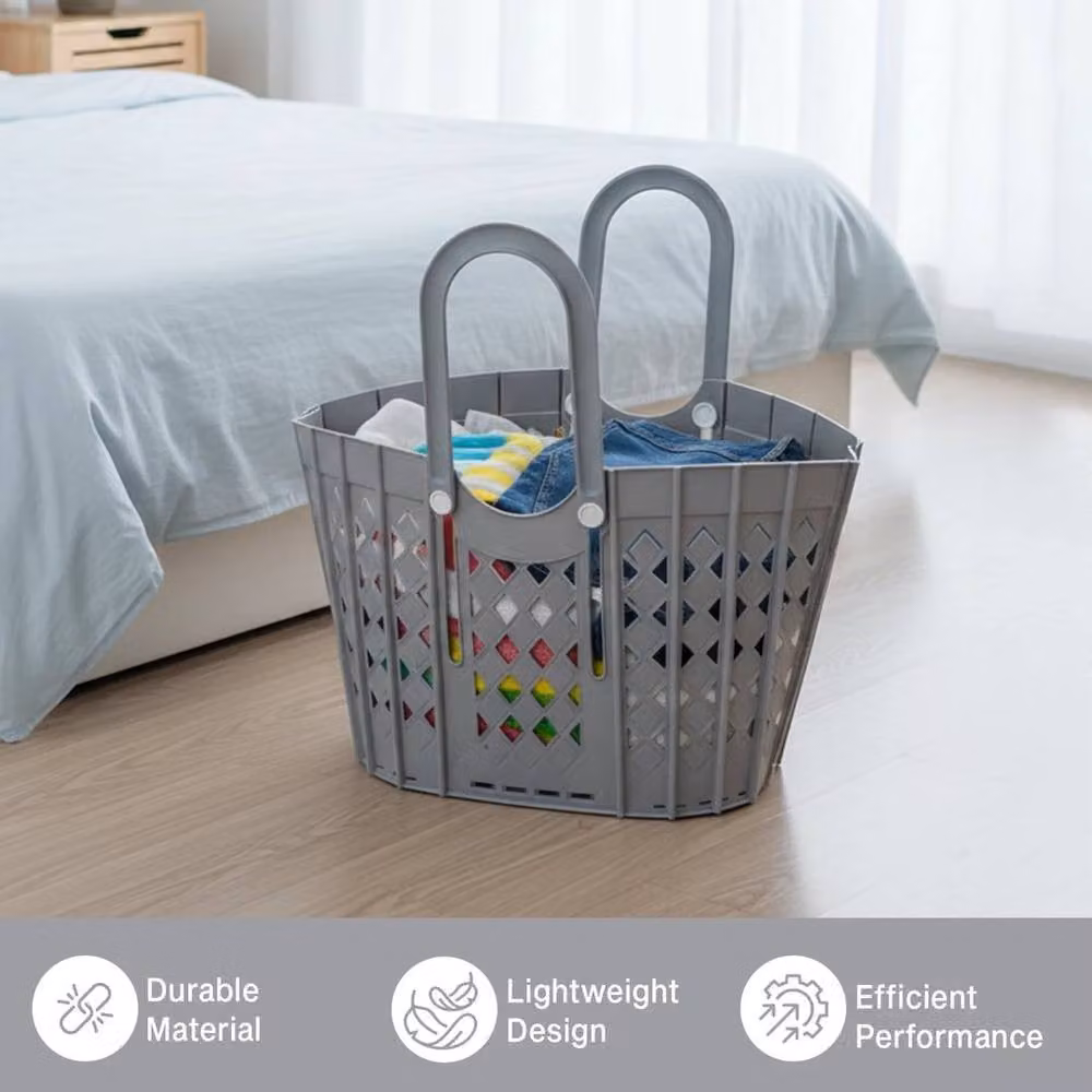 PAWNORA Grey Collapsible Plastic Laundry Basket – 3