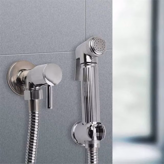 Nordara Chrome Brass Bidet Spray Shattaf Shower Head Hand Kit in Silver
