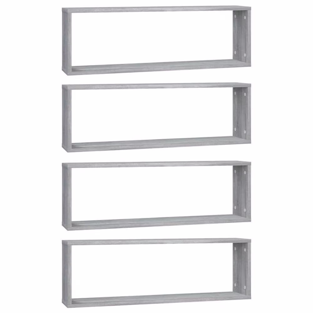 Berkfield Home Wall Mounted Cube Shelves, 4 Piece Set in Grey Sonoma, W: 80 cm, D: 26.5 cm, H: 15 cm