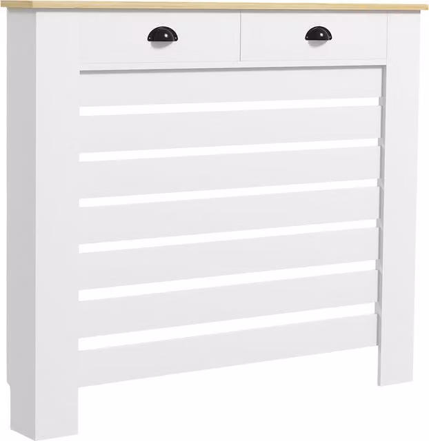 HOMCOM Radiator Cover with Drawer, White, H 95.5 x W 111 cm – 1