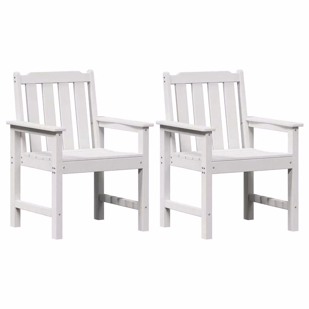 Berkfield Home White Garden Dining Chairs, Set of 2, HDPE Plastic, H 88 x W 55.5 x D 65.5 cm – 2