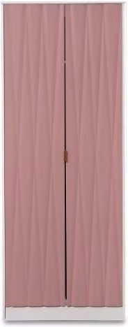 Welcome Diamond Kobe 2 Door Double Wardrobe in Pink, White and Gold