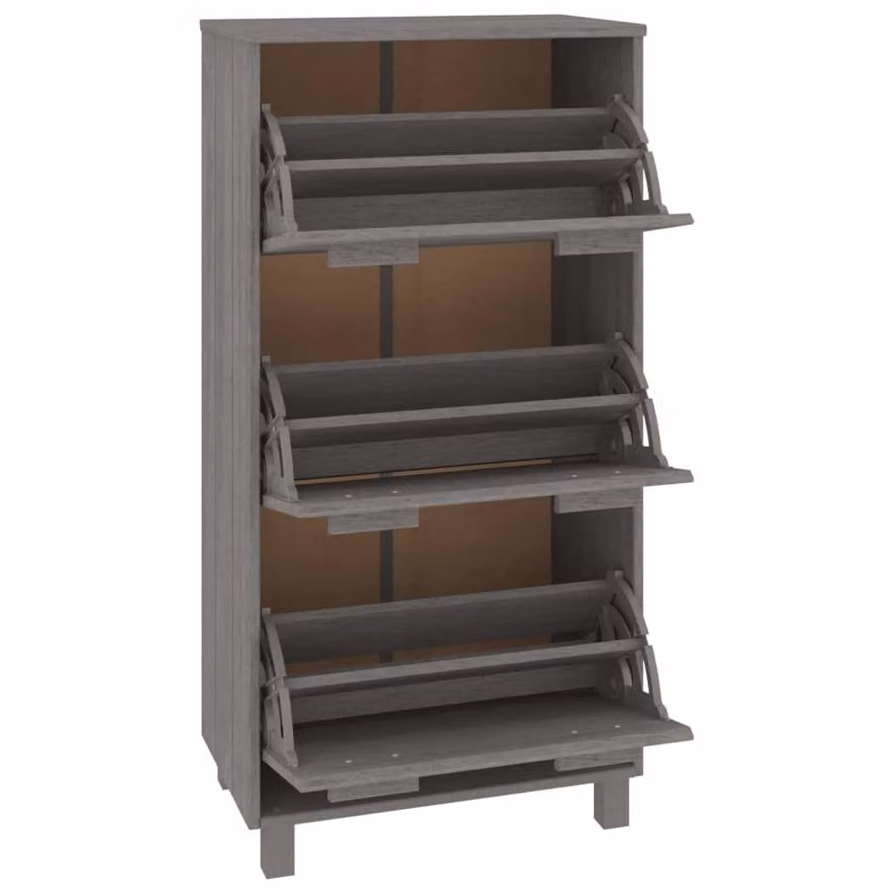 Berkfield Home HAMAR Shoe Cabinet in Light Grey, Solid Pine Wood, W/D/H: 59.5 x 35 x 117 cm – 1