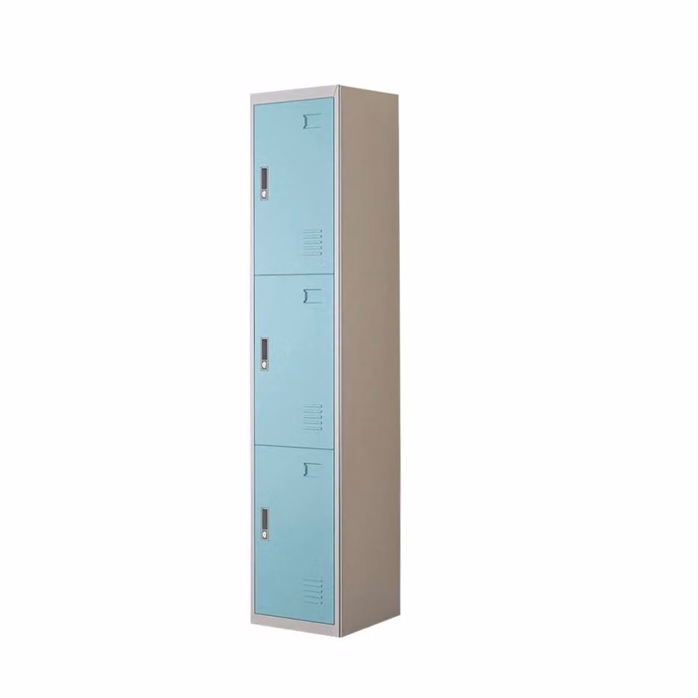 FORGEVIO 3-Door Lockable Metal Cabinet in Blue for Home or Office, H 180 x W 42 x D 38 cm – 2