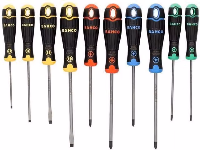 Bahco 10 Piece Multicolour Manual Screwdriver Set in Alloy Steel (SL/PH/PZ/TX)