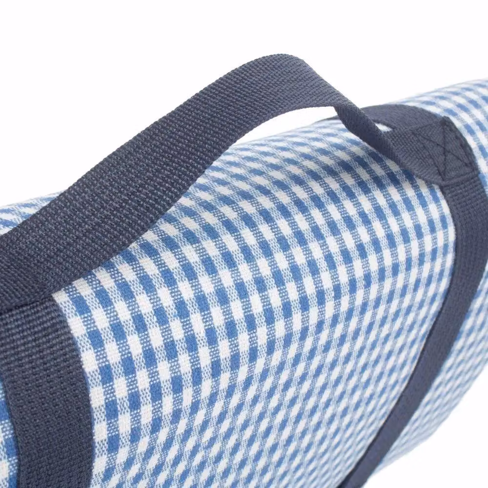 Red Hamper Blue, White and Red Gingham Checked Picnic Blanket with Waterproof Underside and Carry Handle – 2