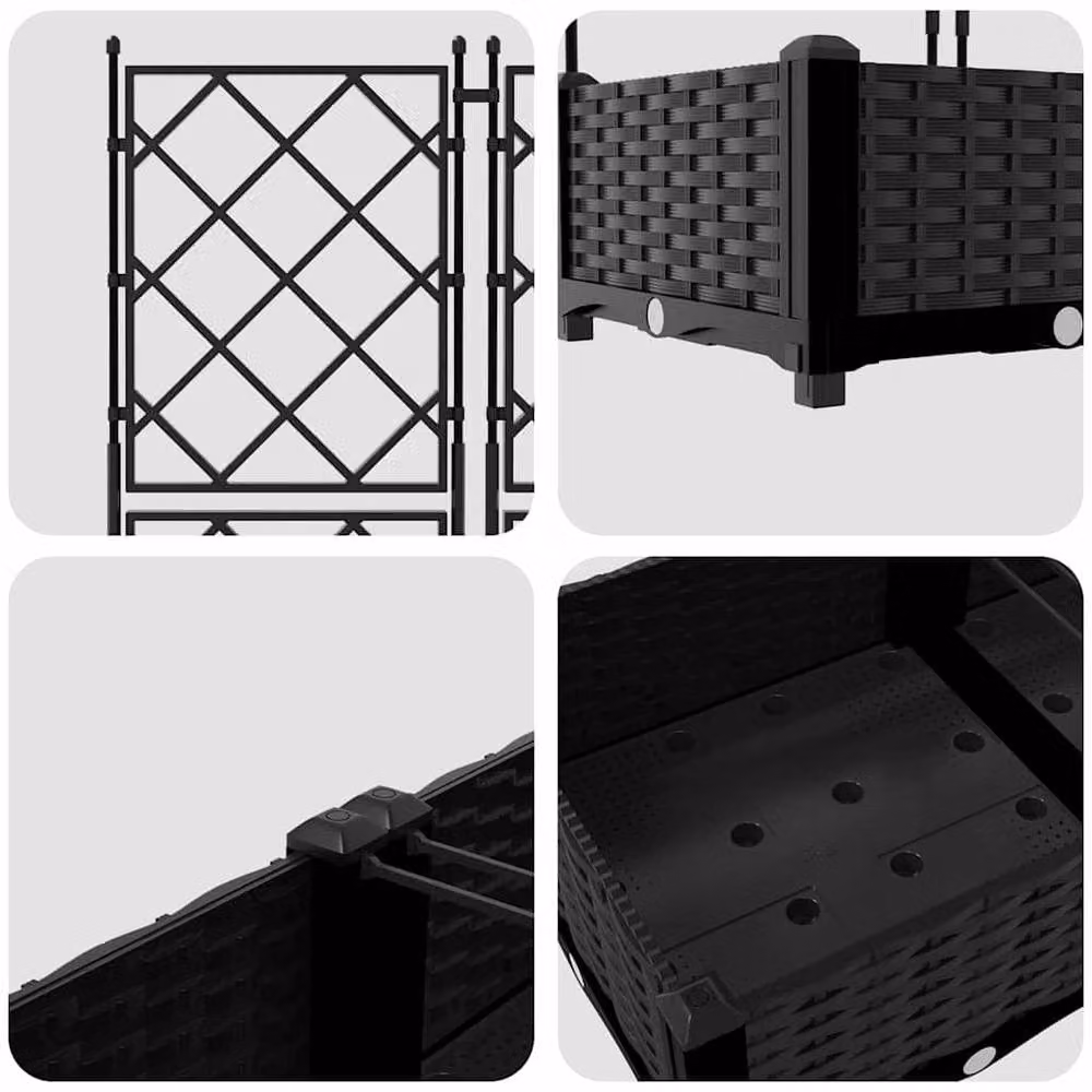 Berkfield Home Garden Planter with Trellis, 3 Piece Set, Black, W/D/H: 120 x 40 x 125.5 cm – 7