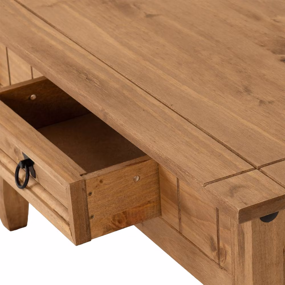 Seconique Corona Essentials 1 Drawer Coffee Table in Natural Waxed Pine – 4