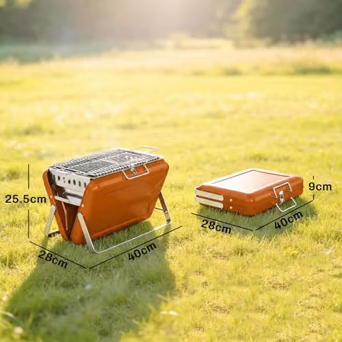 Outsunny Portable Tabletop Charcoal BBQ Grill in Orange – 6