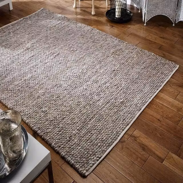 The Rug Shop UK Beige Handmade Plain Wool Area Rug W: 160 cm, D: 230 cm