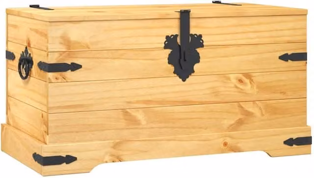 Berkfield Home Corona Range Mexican Pine Storage Chest in Tan, W/D/H: 91 x 49.5 x 47 cm