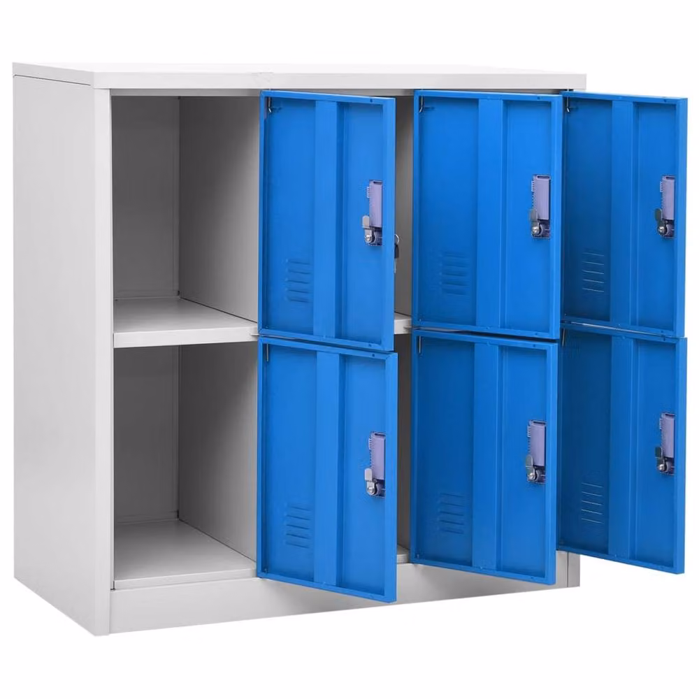 Berkfield Home Set of 2 Metal Locker Cabinets in Light Grey and Blue, W/D/H: 90 x 45 x 92.5 cm – 3