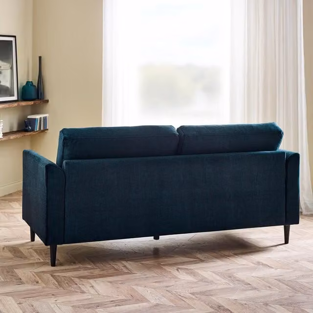 Furniturebox Logan 3 Seater Fabric Sofa in Blue
