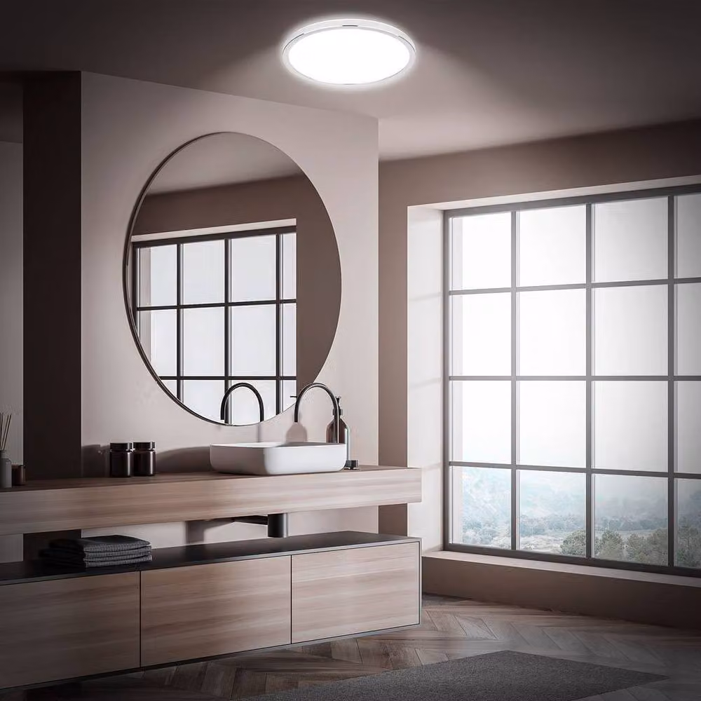Briloner LED Ceiling Lamp in Silver Chrome, IP54, 22W, 3000lm, Diameter: 42 cm – 6