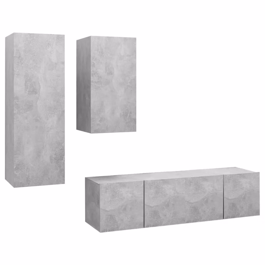 Berkfield Home 4 Piece Modern Wall Mounted TV Cabinet Set in Concrete Grey MDF – 2