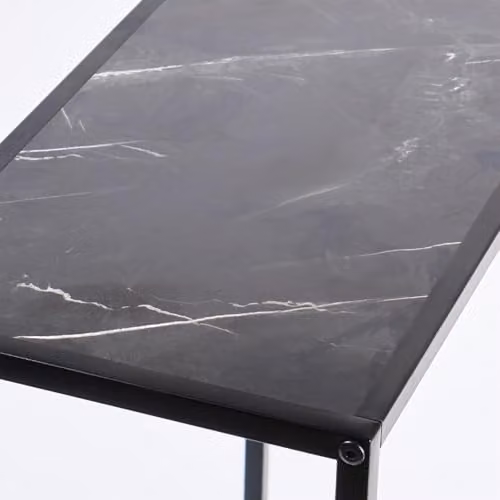 OHS Black Marble Look Console Table with Metal Frame, W: 76 cm, D: 56 cm, H: 26 cm – 5