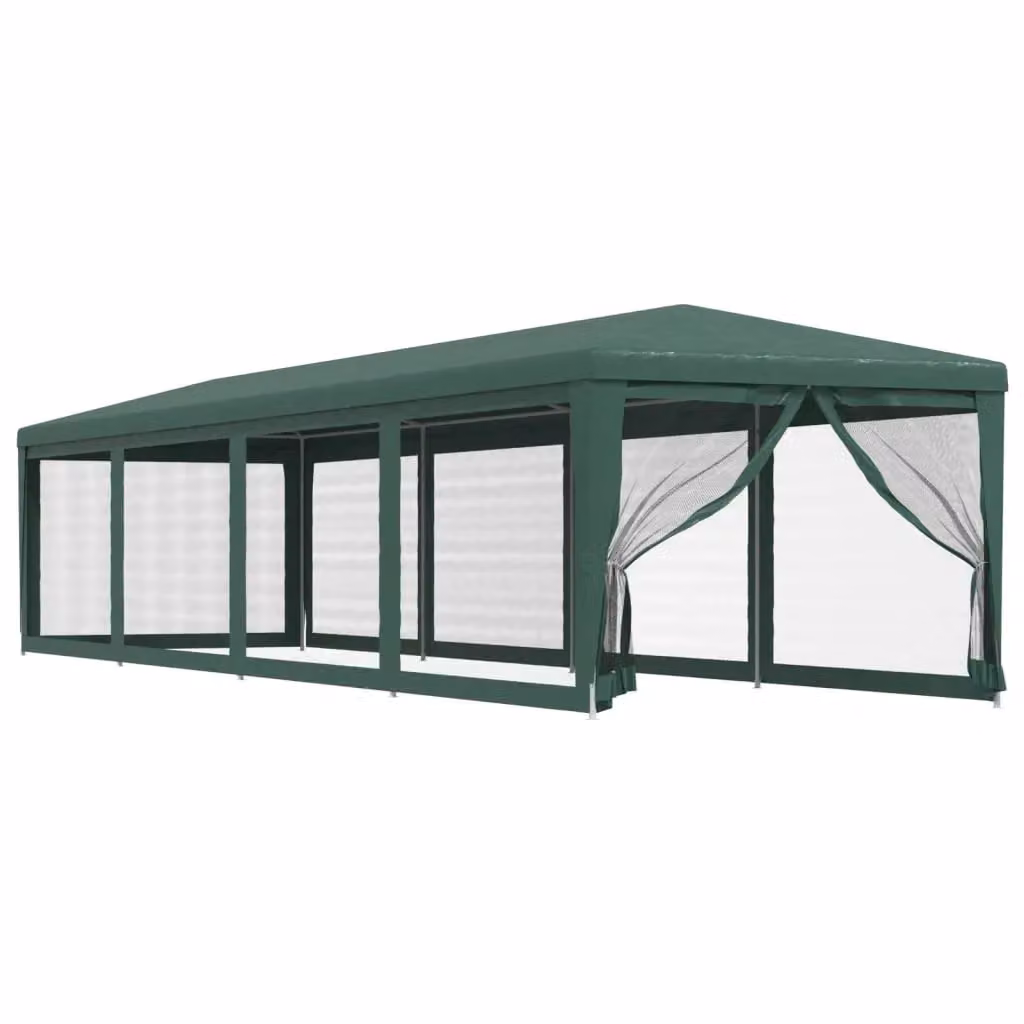 Berkfield Home Party Tent with 10 Mesh Sidewalls, Green, W: 3 m, L: 12 m – 2