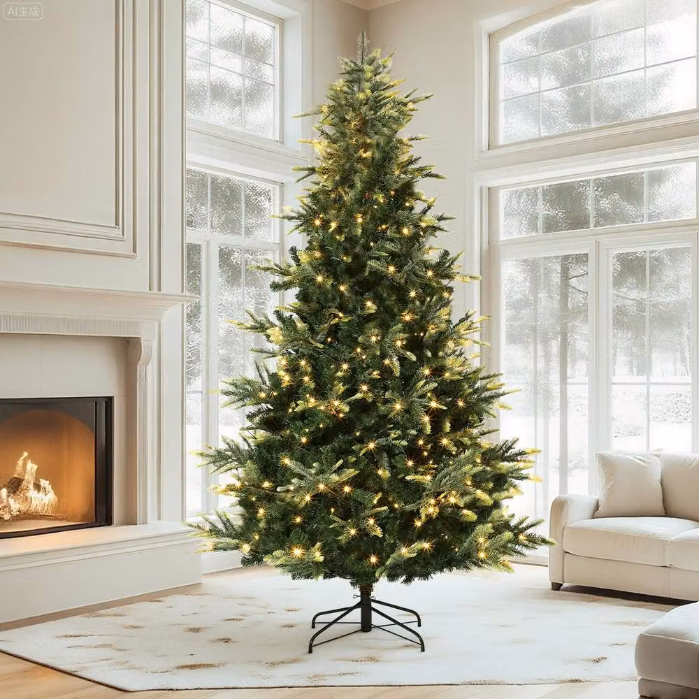 London Boutique 7.5ft Pre-Lit Artificial Spruce Christmas Tree with 200 Warm White LED Lights in Green – 3