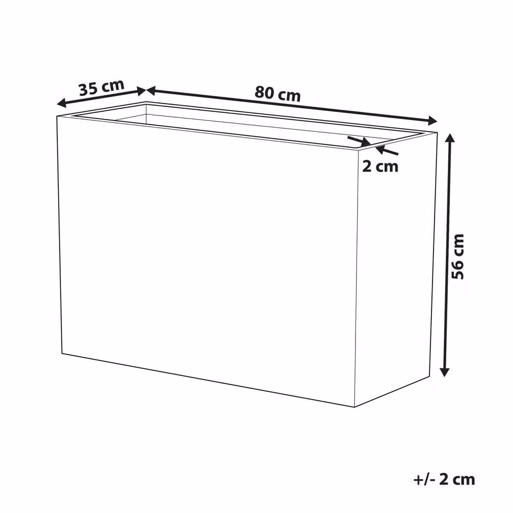 Wyld and Coco Grey Rectangular Fibreglass Reinforced Fibre Clay Planter Tub W: 80.0 cm, D: 56.0 cm, H: 35.0 cm – 3