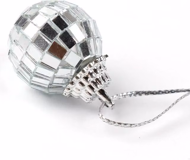 SPETLEK 12 Pack Silver Hanging Mini Mirror Disco Ball Baubles for Party and Christmas Decor – 1
