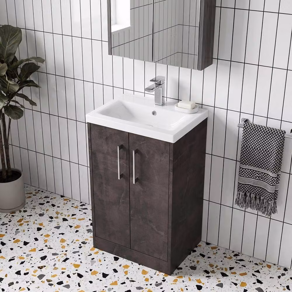 Balterley Winshill Contemporary 2 Door Floor Standing Grey Bathroom Vanity Basin Unit – 2