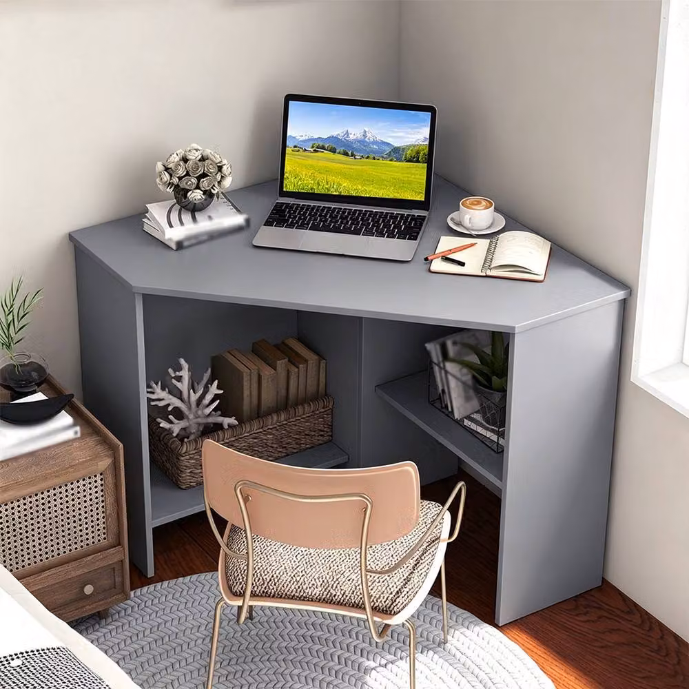 FORGEVIO Modern Corner Computer Desk in Grey – 3