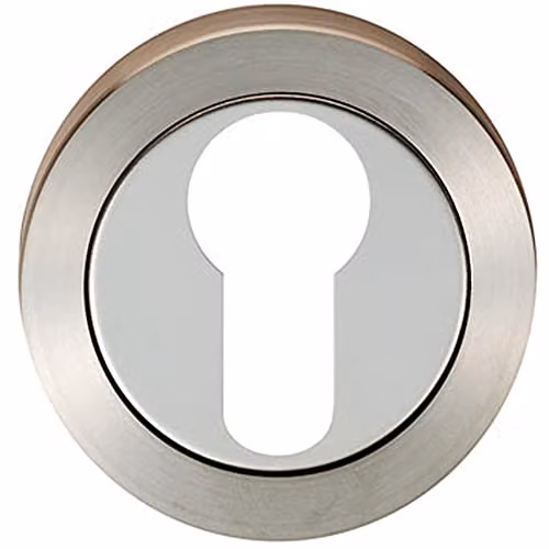 Loops Round Euro Profile Escutcheon in Bright Satin Stainless Steel, Diameter: 52 mm