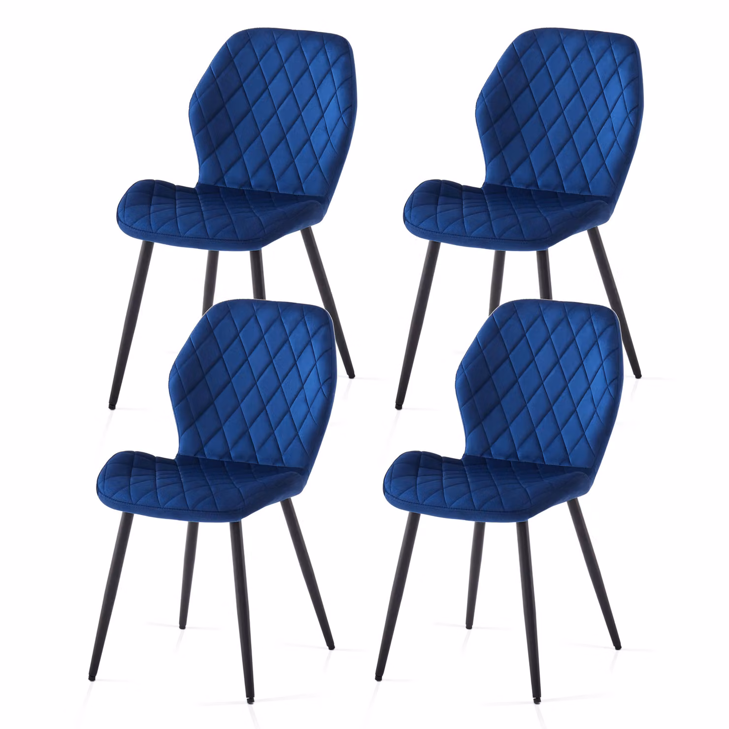 SONARA Modern Velvet Dining Chairs Set of 4 with Ergonomic Curved Backrest in Blue – 2
