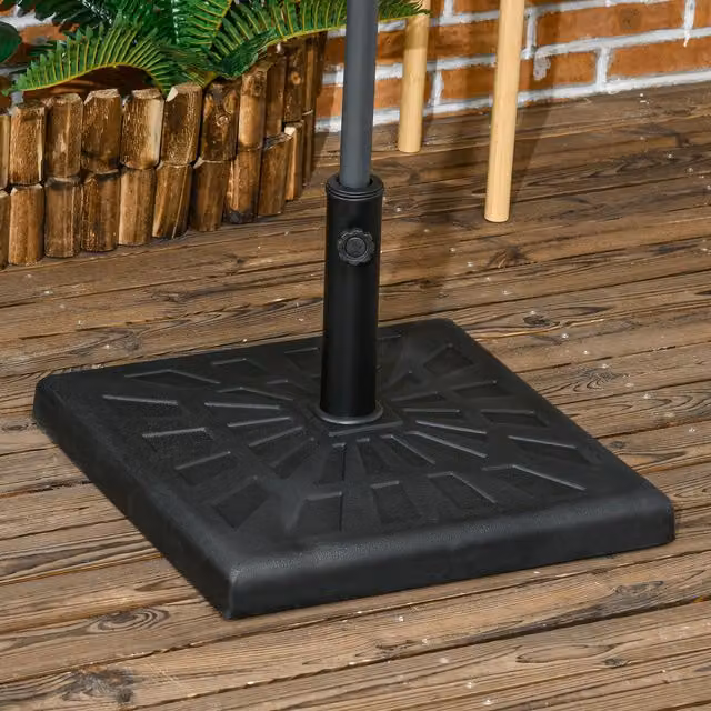 Outsunny Square Resin Garden Parasol Base, Black, 19kg