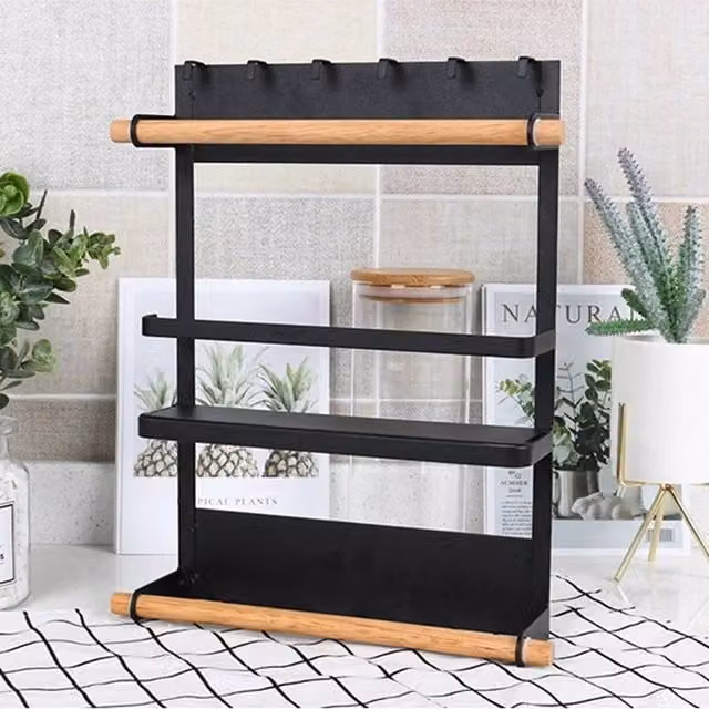 FORGEVIO Black Metal Kitchen Storage Spice Rack