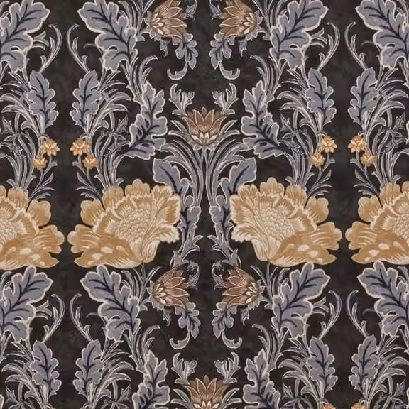 iLiv Acantha Floral Fabric Lava Black Cotton and Satin Bedding