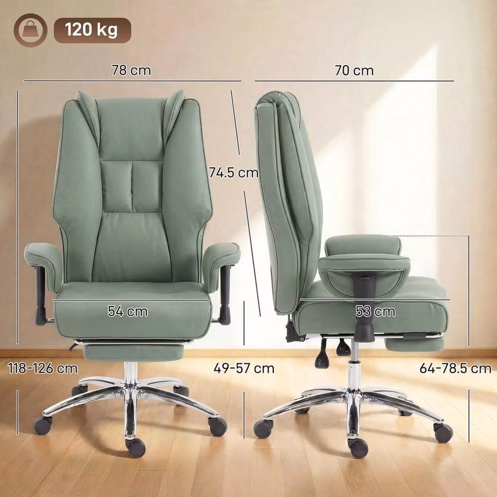 SPETLEK Executive Office Chair in Green with Footrest and Headrest, Height Adjustable Faux Leather Desk Chair – 2