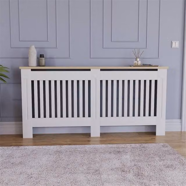 SPETLEK hite Modern Wood Radiator Cover in White, W/D/H: 83.3 x 19.0 x 172.0 cm