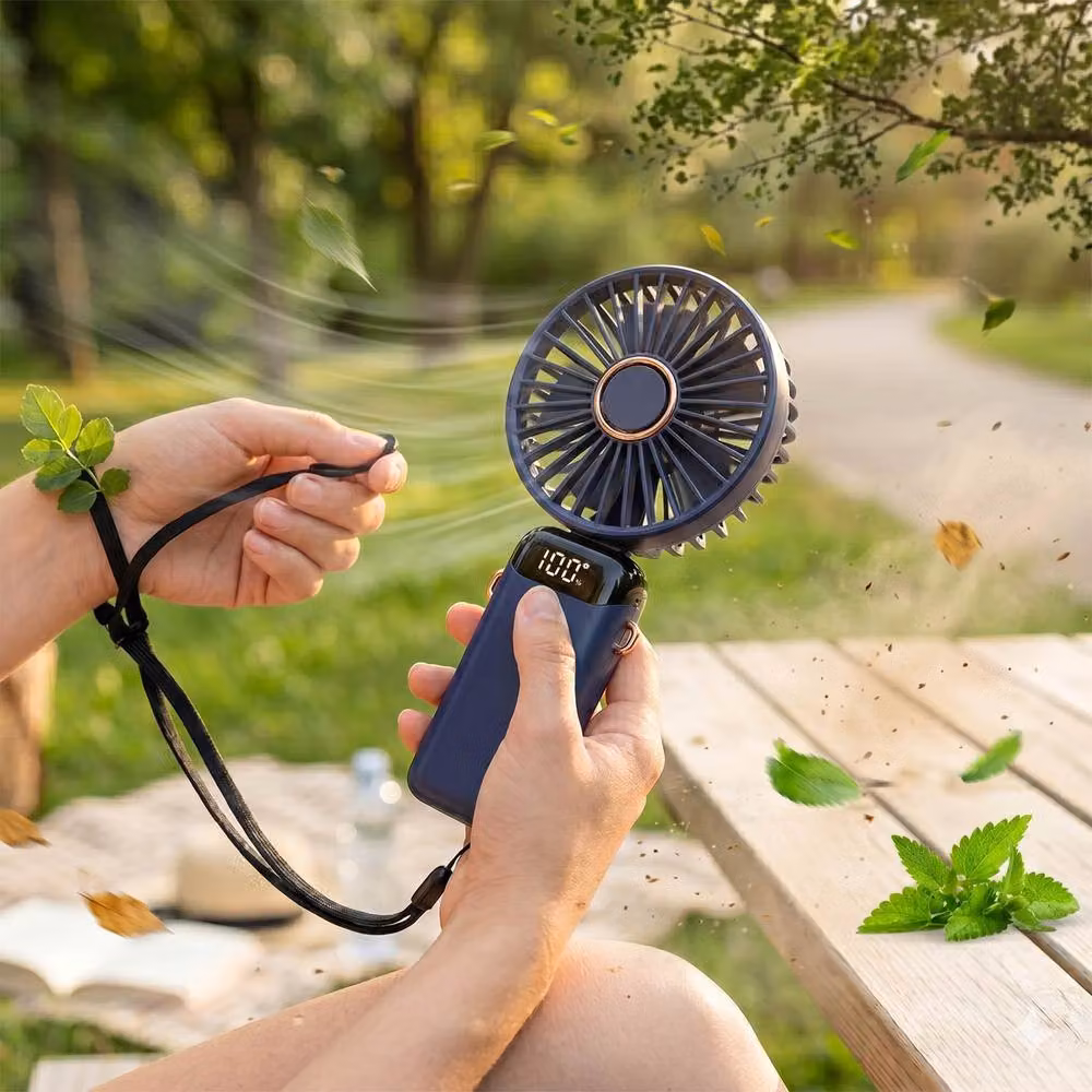 Dragodirect Handheld Mini USB Rechargeable Fan with 5 Speeds and Type C Charging in Blue – 2