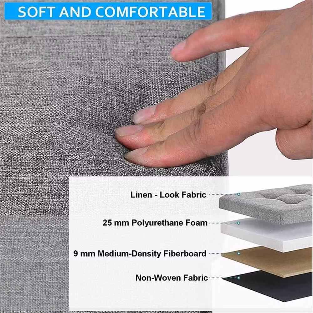 PAWNORA Ottoman Storage Seat in Light Grey, W/D/H: 76 x 38 x 38 cm – 2