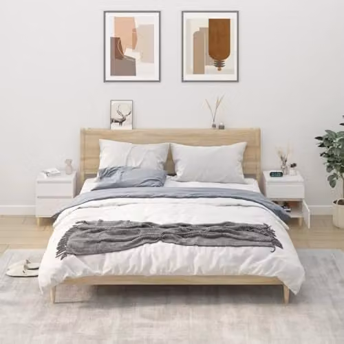 vidaXL Set of Two Scandinavian Style Bedside Cabinets in White Matt MDF – 2