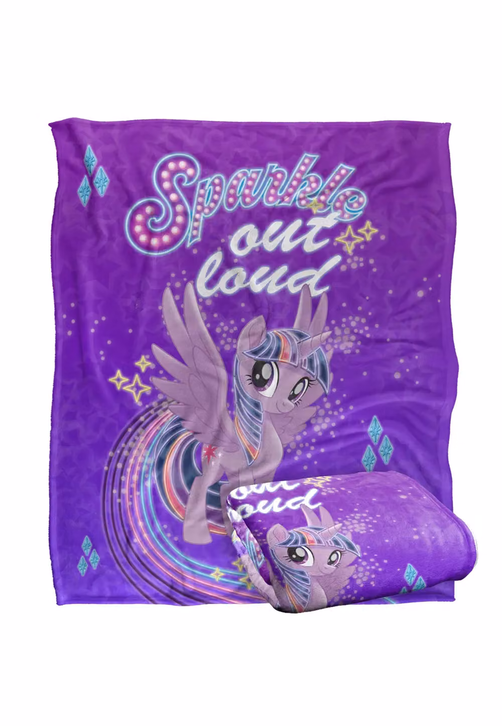 My Little Pony Sparkle Silky Touch Super Soft Throw Blanket, White, W: 152 cm, D: 127 cm – 2