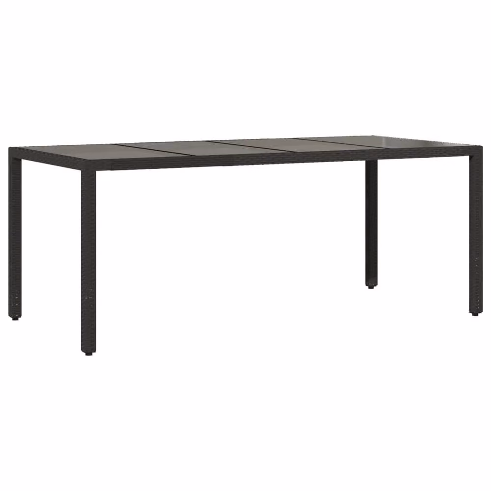Berkfield Home Black Poly Rattan Extendable Garden Table with Glass Top W/D/H: 190 x 90 x 75 cm – 2