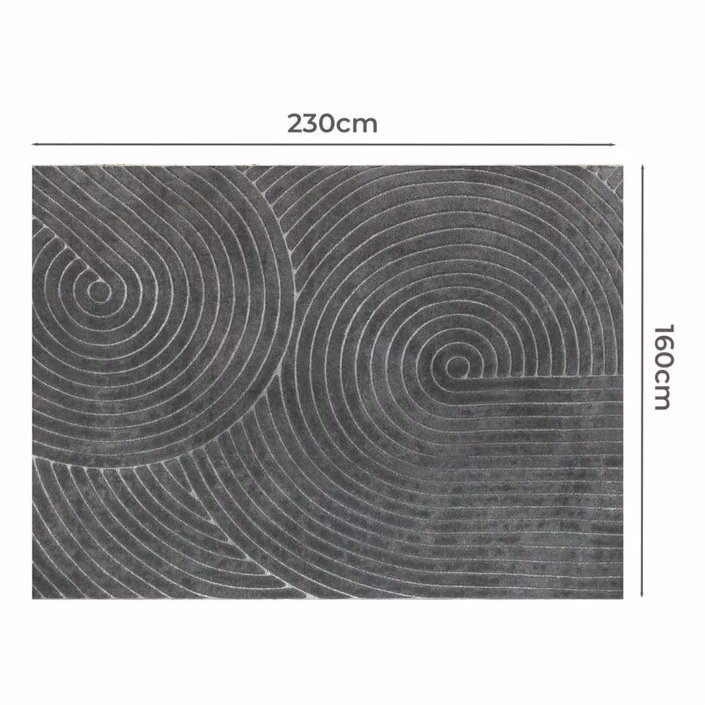 VOGREX Grey Washable Non-Slip Soft Woven Living Room Rug, W: 160 cm, L: 230 cm – 4
